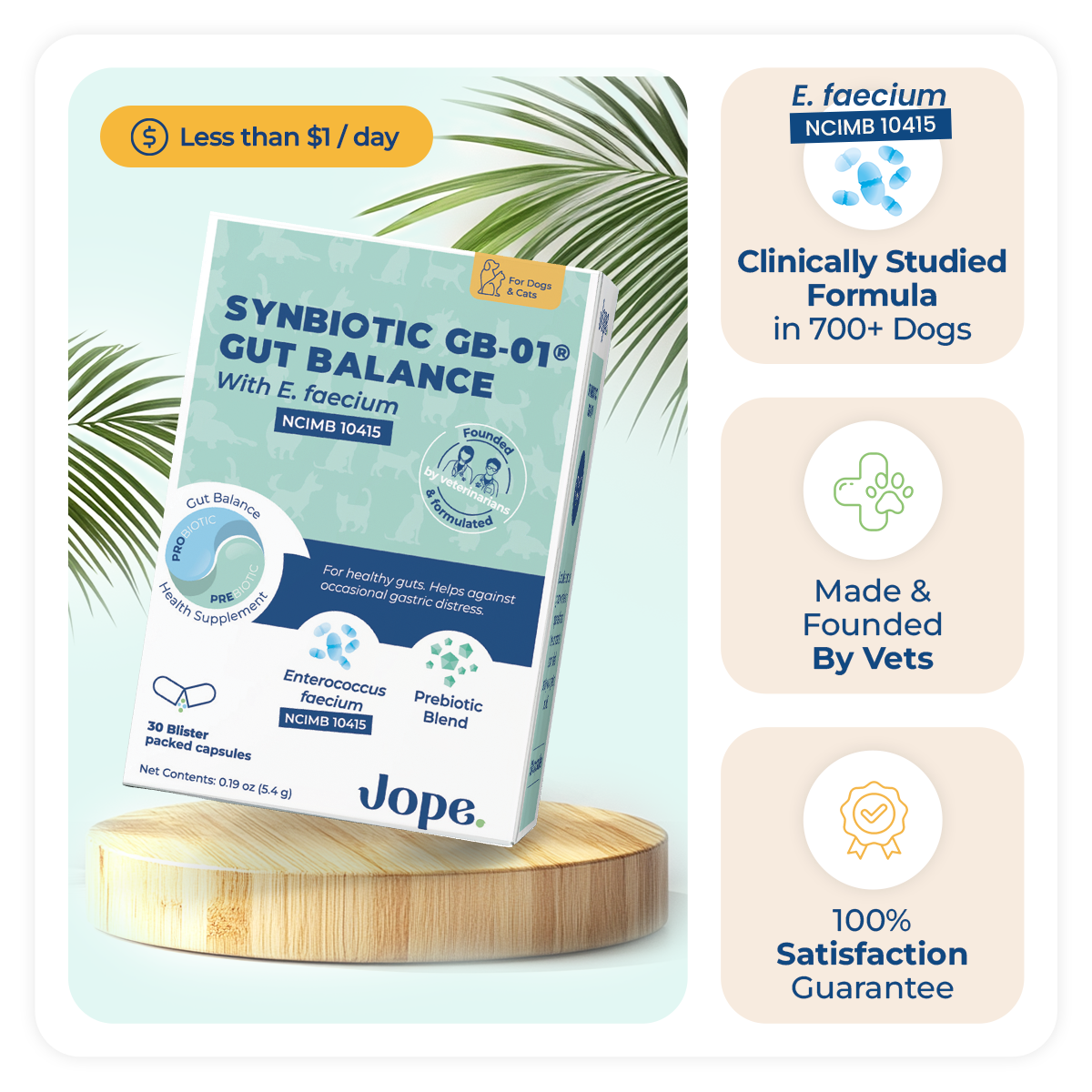 Synbiotic GB-01 - Gut Balance - 30 count - Probiotic for dogs and cats